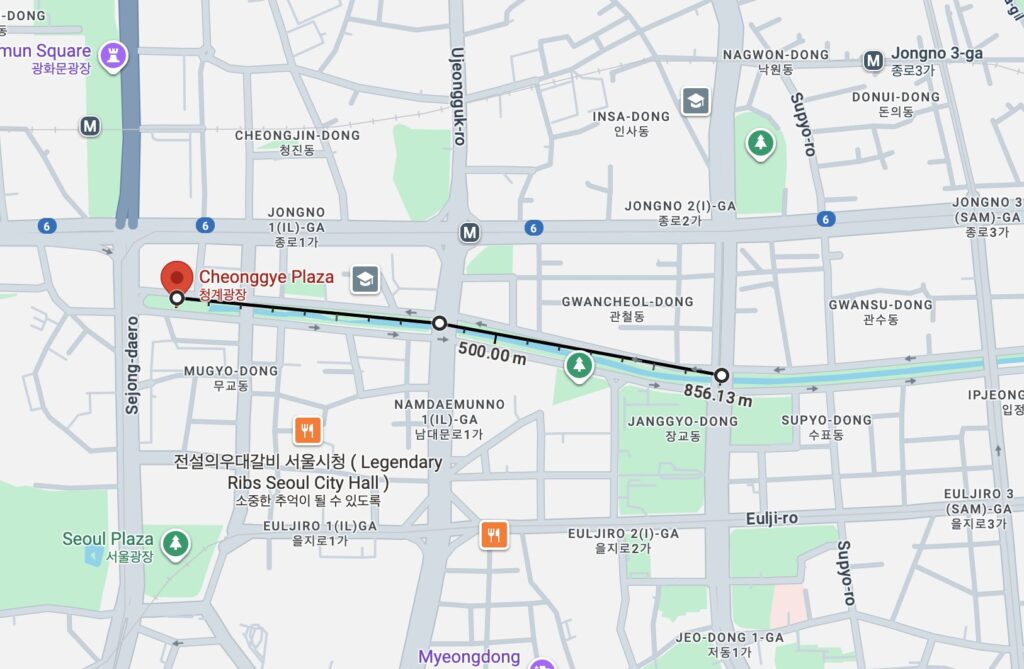 map for A Longer, Stroller-Friendly Course with More to See Cheonggyecheon
