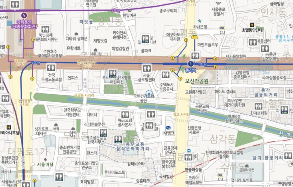  restroom near Cheonggyecheon free 